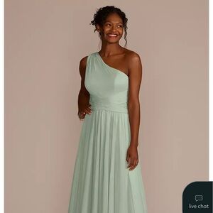 David's Bridal One-Shoulder Dusty Sage